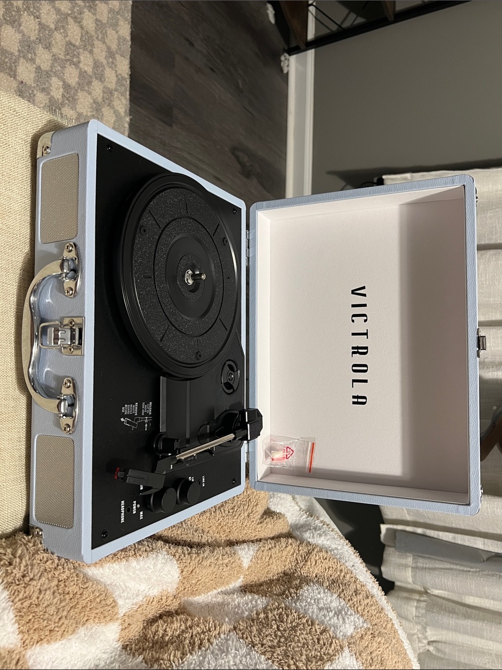 Victrola Portable Turntable Record Player in Light Blue